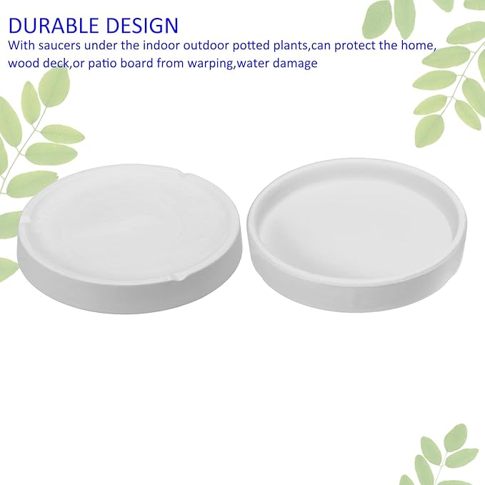 3 Pack Planter Saucers - Ceramic Plant Tray Flower Pot Drip Trays Round Apply to Outdoor/Garden (4/5/6inch, White)