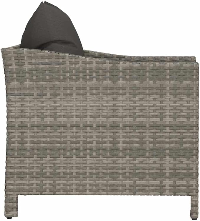 Garden Armchair Grey Poly Rattan Medium Lightweight Garden Seating Ensemble Outdoor Conversation Set Outdoor Patio Set for Deck Pond