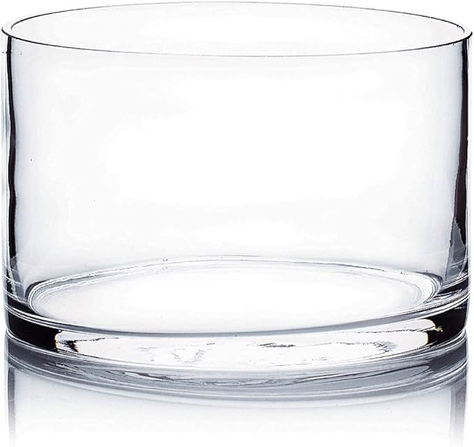WGV Cylinder Vase, Width 6", Height 4", Clear Glass Container Terrarium Candle Holder for Wedding Centerpiece, Party Event, Home Office Decor, 1 Piece