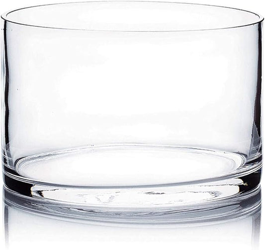WGV Cylinder Vase, Width 6", Height 4", Clear Glass Container Terrarium Candle Holder for Wedding Centerpiece, Party Event, Home Office Decor, 1 Piece
