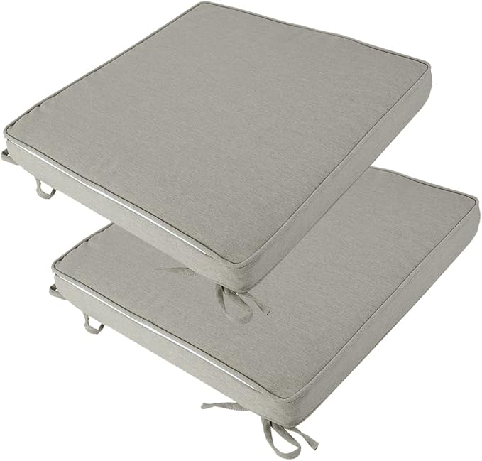 Outdoor Chair Cushions 18x18 Inch,Set of 2,Water Resistant Chair Pads with Ties,Square Seat Cushion 18"x18"x2.5",Patio Chair Cushion for Garden,Backyard Furniture(Light Brown)