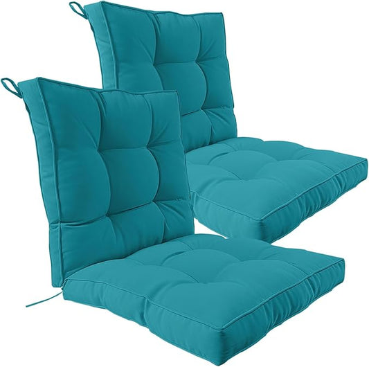 2 Piece Outdoor Patio Chair Cushions, Fade Resistant Outdoor Cushions for Patio Furniture, 6 inch Thickened Rocking Chair Cushions Set (Turquoise, 24x24x6 inch - 2 Pieces)