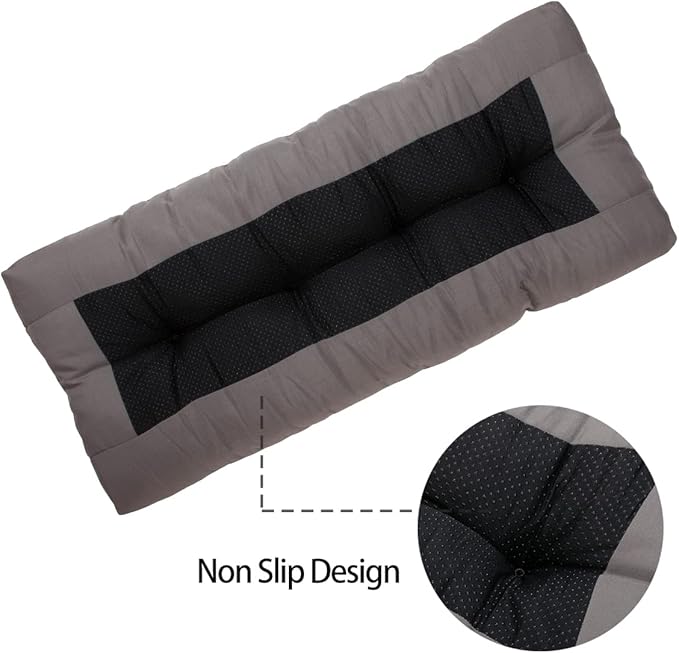 FUNHOME Outdoor Bench Cushion 45 x18 inch with Non-Slip Grips,Water Resistant Porch Swing Cushion,Bench Pillow Pads,Tufted Cushions for Patio Garden Furniture,45" Seat Cushions(Granny Gray)