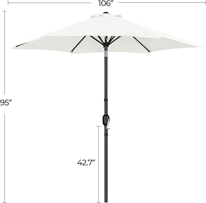 Yaheetech Patio Umbrella, 9FT Outdoor Table Market Umbrella with Push Button Tilt and Crank, Yard Sun Shade with Sturdy Ribs for Garden, Deck, Backyard, Pool, Cream