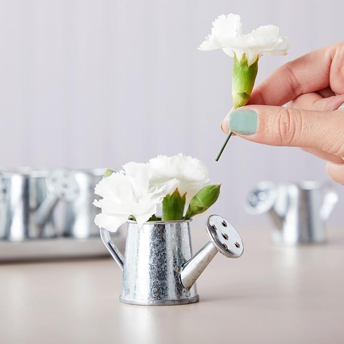 Juvale Mini Watering Can - 3 x 1.6 in, Silver, 12-Pack - Plant Waterer & Indoor Water Pot for Plants - Garden Watering Can & Home Decor Accessories