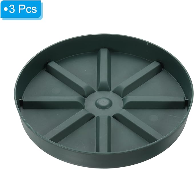 PATIKIL Plant Pot Saucers 9 Inch, 3 Pack Plastic Round Plant Pot Thicker Flower Drip Tray for Indoor Outdoor, Green