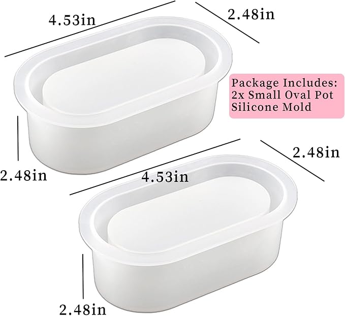 Wehous 2PCS Oval Plant Pot Mold Candle Holder Storage Box Jar Silicone Molds for Epoxy Resin Casting Unique Jewelry Trinket Container Bowl Resin Concrete Cement Molds DIY Art Craft Table Home Decor