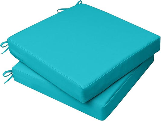 AAAAAcessories Outdoor Seat Cushions for Chairs, Waterproof, Fade-Resistant, 18" x 18" x 2", Patio Furniture Replacement Cushions, Set of 2, Turquoise Blue