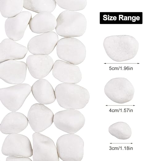 20Ib Snow White River Rock-Decorative Stones-Pebbles for Indoor Plants-Rocks for Outdoor Landscaping 1-2 inch High Polished Stones for Aquarium, Home Decor,Garden Decor