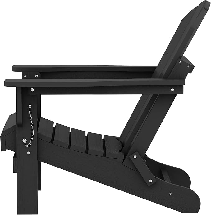 SERWALL Foldable Adirondack Chair Set of 4 for Patio Garden Outdoors Fire Pit-Black