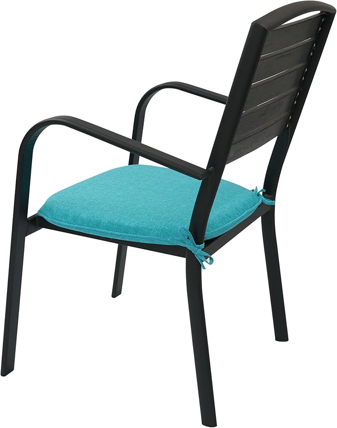 FUNHOME 17"x16"x2" Outdoor Chair Cushions Set of 2, Water Resistant Patio Chair Pads with Ties, Seat Cushions for Home Garden Furniture Decoration-Aqua Blue