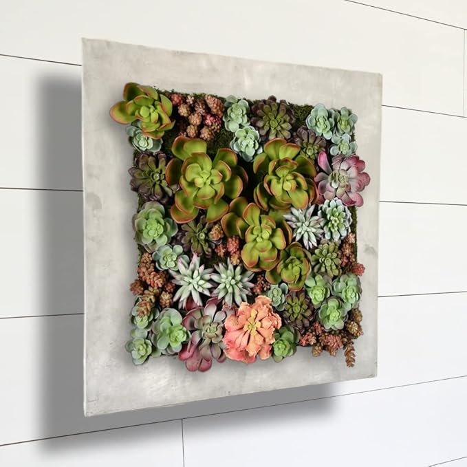 Modern Home Living Wall Galvanized Steel/Zinc Succulent Planter, Wall Mounted Garden Pocket Planter (16 Pocket, Aged Zinc)