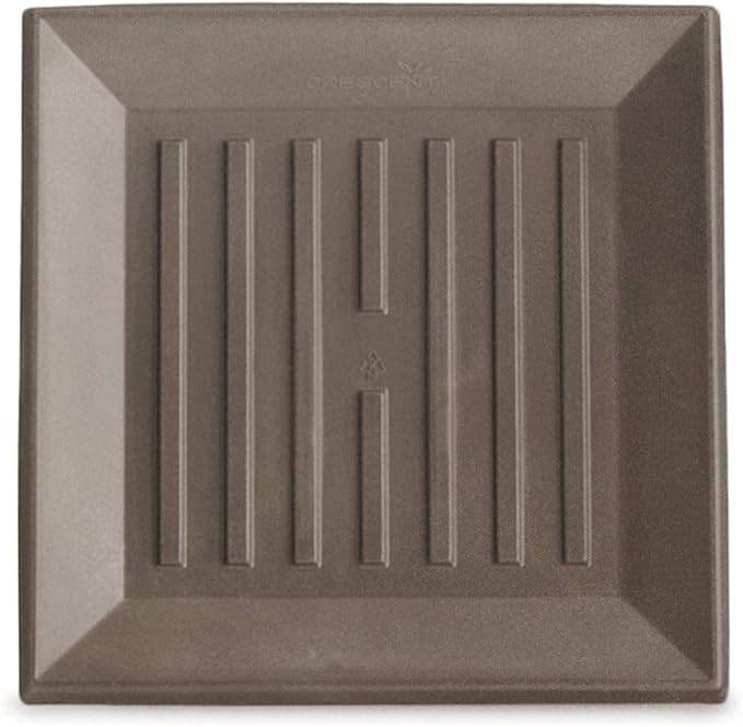 Crescent Garden Universal Square Plant Saucer, Houseplant Durable Drip Tray for Square Planter, Heavy-Duty Plastic Drainage Dish, Indoor/Outdoor Flowerpot Saucer - 9'' Inner x 12.5" Outer (Mocha)