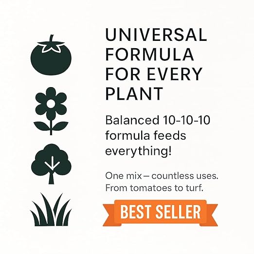 𝐁𝐄𝐒𝐓𝐒𝐄𝐋𝐋𝐄𝐑 10-10-10 Plant Fertilizer Slow Release | 10 10 10 All Purpose Fertilizer for Fruit Trees, Evergreens, Vegetables, Arborvitae, Fig Trees, Shrubs, Pines, Oaks, Flowers [4 Quarts]
