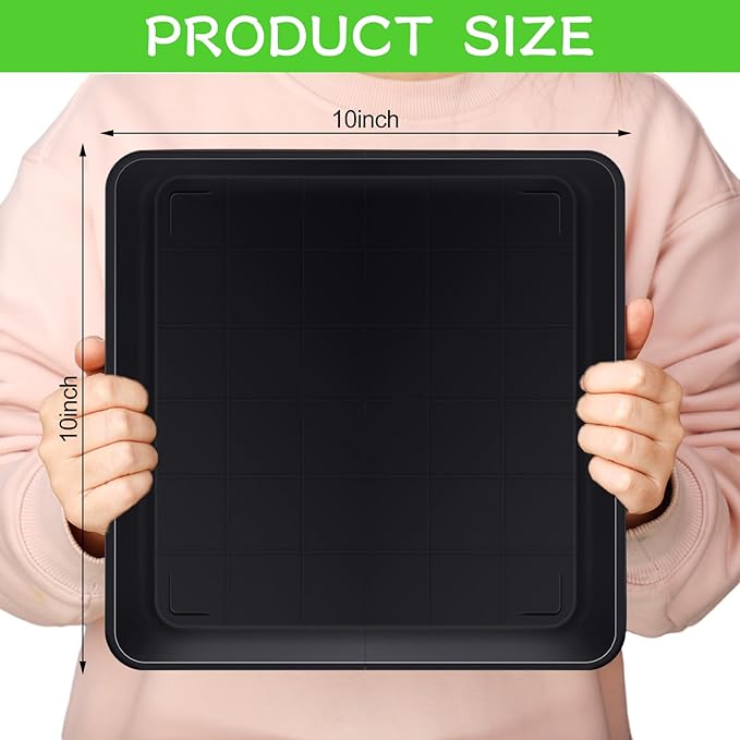 Wenqik 12 Pieces Plastic Square Plant Saucer Large Square Plant Tray Planter Water Tray Garden Plant Pot Drainage Dish Thick Water Receiving Tray for Pots Base Indoor and Outdoor, Black (10 Inches)