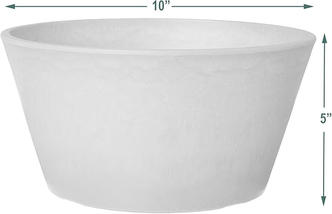 PSW Pot Collection TD25TC Plastic/Stone/Wood Composite Shallow Bulb Pan - No Drainage Hole (Drillable), Planter for Succulents, Bonsai, Fairy Gardens, Herbs, 10-inch, Terra Cotta Color