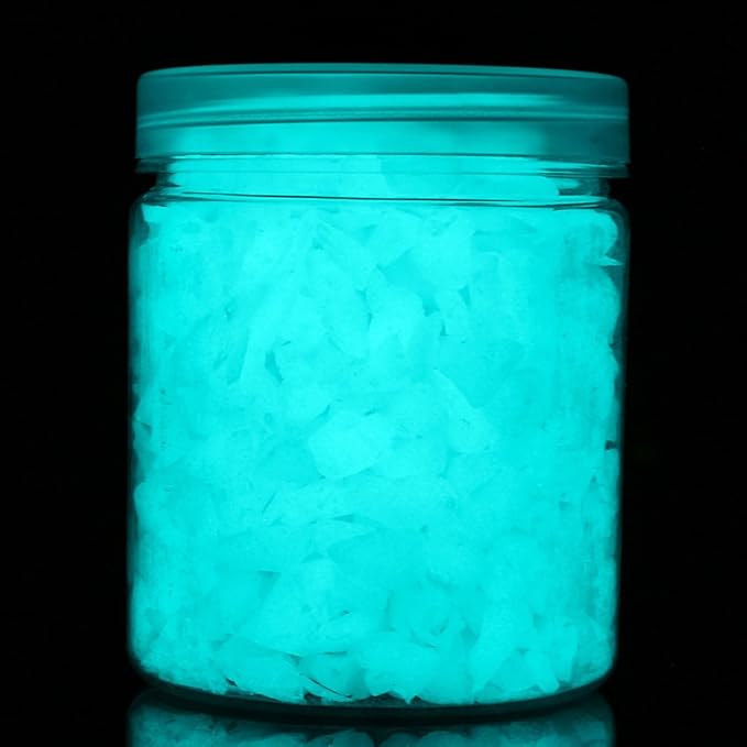 Shiny Stone Glow in The Dark Aquarium Neon Gravel Sand, Decorative Rocks for Fish Tank and Fairy Garden, Home Dec,305g/0.67lbs (5-8mm, Aqua)