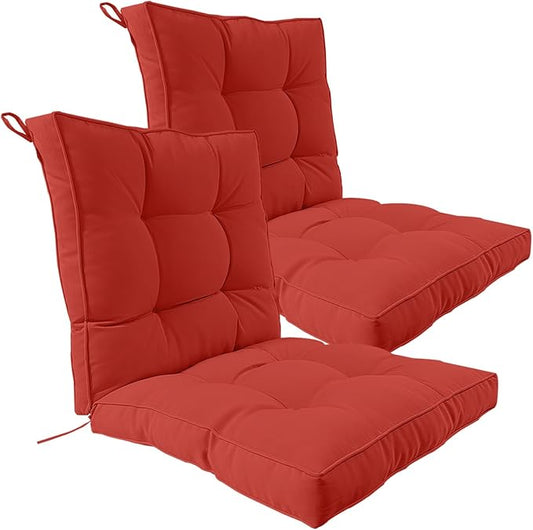2 Piece Outdoor Patio Chair Cushions, Fade Resistant Outdoor Cushions for Patio Furniture, 6 inch Thickened Rocking Chair Cushions Set (Red, 24x24x6 inch - 2 Pieces)