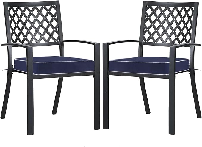 Patio Chair Cushions Set of 2, 19 x 19 Inch Square Corner Chair Seat Cushion, Water-Resistant Outdoor Cushions for Patio Furniture