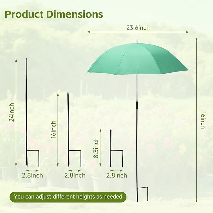 2 Pack Plant Umbrellas for Outdoor Plants with One Storage Bag, 23.6" Sun Shade Cover for Gardens/Patio/Succulents, Blocks 70% Sunlight, Prevents Leaf Burn & Overheating