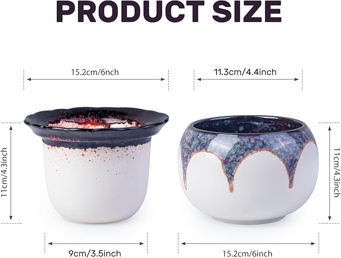 African Violet Pots, 6 Inch Self Watering Pots for Indoor Plants, Ceramic Modern Decor Pots Efficient Absorption Water Plant Pot - Gradient Red (No Plants)