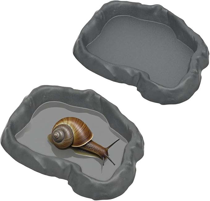 2 Pack Snail Food and Water Bowl，atural Design Food Bowl for Pet Snails, Garden Snails Pet Land Snail Supplies