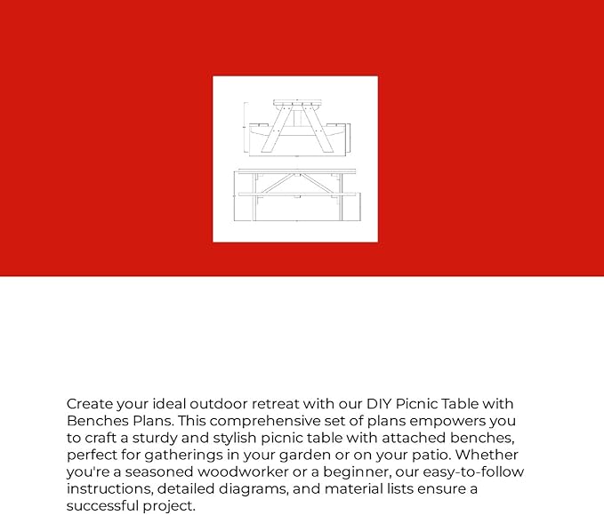 Picnic Table with Benches Plans - Build Your Own Outdoor Patio Garden Furniture