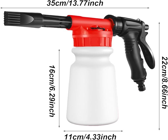 Foam Cannon - 1L Handheld Pressurized Sprayer, Garden Foaming Sprayer, Soap Washer Tool | Car Cleaning Hose Attachment, Automobile Detailing Accessory, Use for Home Driveway Garage Washing