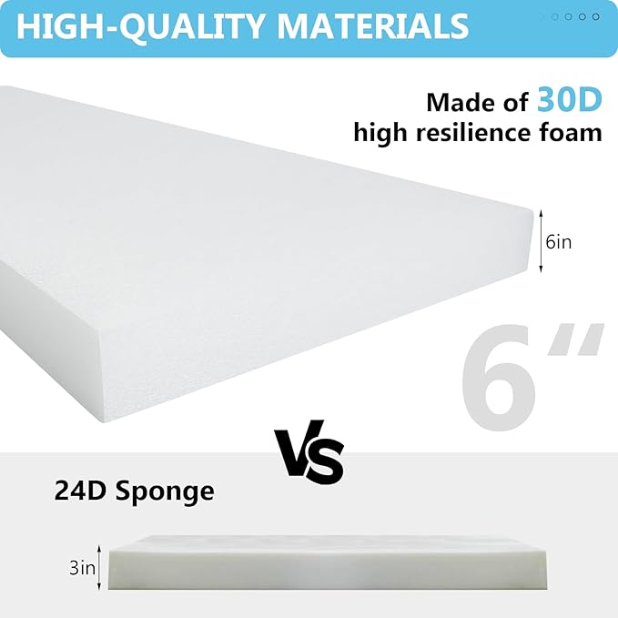 22" x 22" x 6" Outdoor Deep Seat Cushions - Waterproof & Fade Resistant Patio Furniture Replacement Cushions, Non-Slip Outdoor Cushions Fit Loveseats, Couches, Chairs, and Sofas