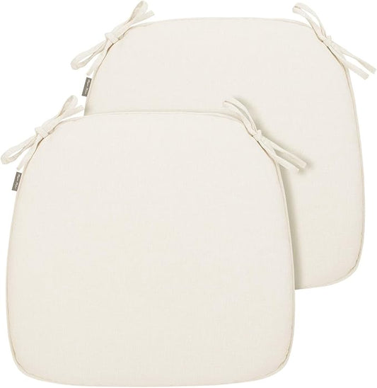 Magpie Fabrics 17"x16"x2" U-Shape Chair Cushions with Ties 2 Count, Outdoor Indoor Waterproof All Weather Seat Pads Decoration for Patio Garden Dining Office - Cream Beige