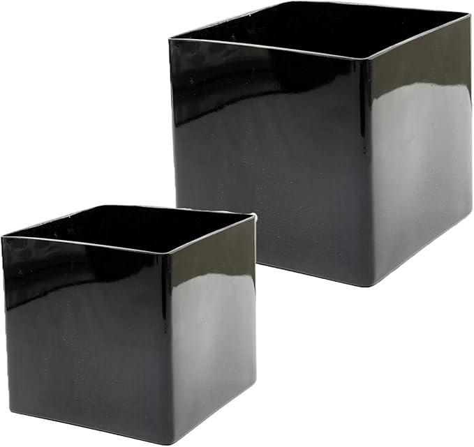 WGV Cube Glass Vase, Candle Holder, 6"x6"x6", Black Elegant Floral Accent Container Planter Terrarium Storage for Wedding Party Home Decor, 1 Piece (VCB0006BK)