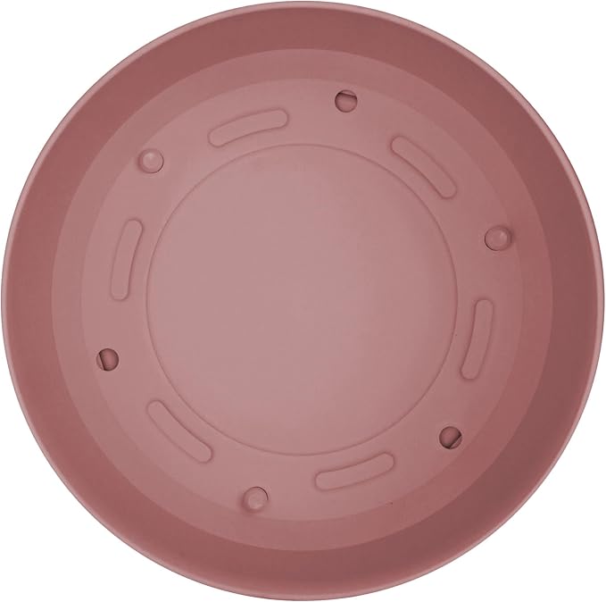 Bloem Mathers 12" Dusty Rose Round Modern Resin Garden Planter Pot with Drainage Holes and Removable Saucer Tray Included