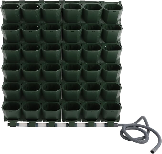 36 Pots Vertical Wall Planter Set Self Watering Living Wall Stackable Wall-Mounted Vertical Garden Planter with Timer & Rain Sensor for Indoor Outdoor Greenstalk Hydroponics Herb Plant