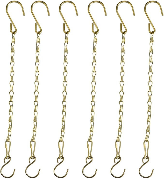 Chain for Hanging Plants,11 Inch Gold Hanging Chain, Small Basket Chain Kits with Hooks for Bird Feeder Planter Porch Wind Chime (Gold, 11 Inch-6PCS)