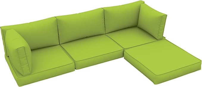 UDPATIO Outdoor Cushions for Patio Furniture, Waterproof Patio Furniture Cushions Replacement, 4" Deep Seat Outdoor Sectional Cushions for 4-seat Chair Sofa Couch, Green