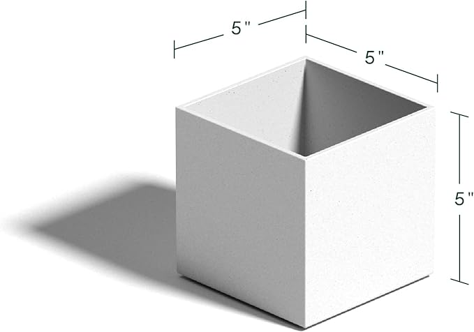Veradek Forma Series Cube Planter - Square Planter for Window Sill/Table Decor | Made from Plastic-Stone Material | Modern Décor for Succulents, Indoor Small Plants