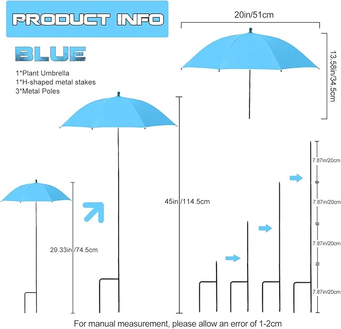 Plant Umbrella Shade For Outdoor Plants, Adjustable Height Plant Shade Umbrella Garden Sun Shade Cover For Potted Plants Garden Bed Flower Pot From Sun And Rain