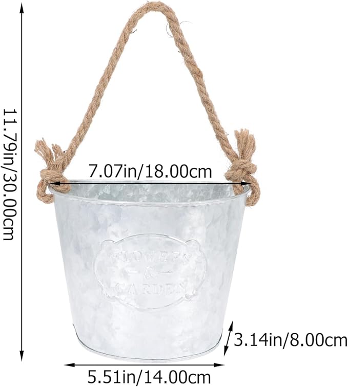 BESPORTBLE Wall Hanging Planters, Rustic Iron Plants Pot Wall Mounted Pots Plants Container with Rope for Porch Railings Garden Balcony Patio Home Decor