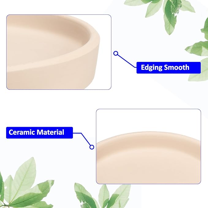 3 Pack Planter Saucers - Ceramic Plant Tray Flower Pot Drip Trays Round Apply to Outdoor/Garden (4/5/6inch, Ecru White)