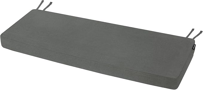 Favoyard Outdoor Bench Cushion 59 x 16 Inch Rainproof Patio Furniture Cushions 3-Year Color Fastness Garden Settee Porch Pads with Ties, Dark Gray