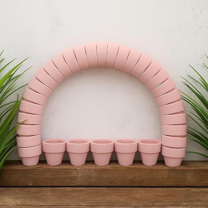 Mini Pastel Terracotta Pots for Micro Gardens – 30 Pack, 1.7” Tiny Breathable Clay Planters, Macaron Colors, for Moss, Fairy Gardens, Dollhouses, and Succulents (Pink, 1.7 Inch)