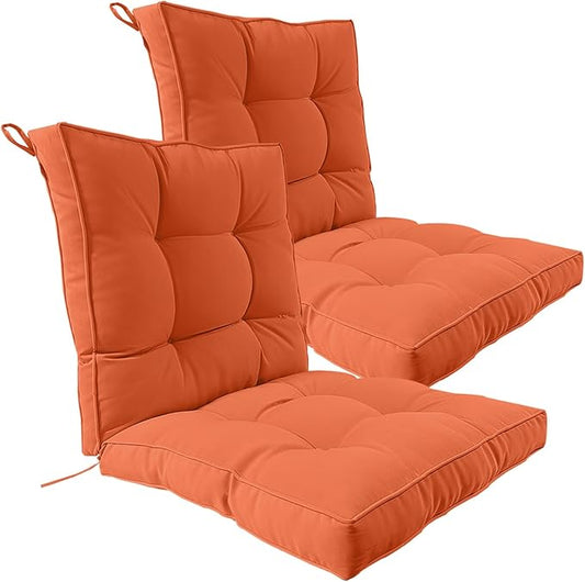 2 Piece Outdoor Patio Chair Cushions, Fade Resistant Outdoor Cushions for Patio Furniture, 6 inch Thickened Rocking Chair Cushions Set (Orange, 24x24x6 inch - 2 Pieces)