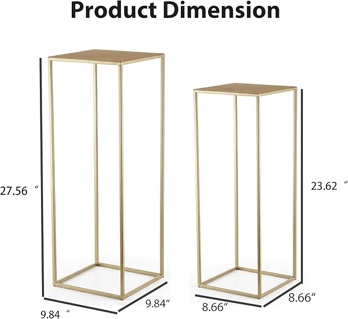 Pack of 2 Already Installed Gold Plant Stand indoor stable steel frame Flower Stands drink table for party wedding Centrepieces Living Room Patio Garden (Gold)