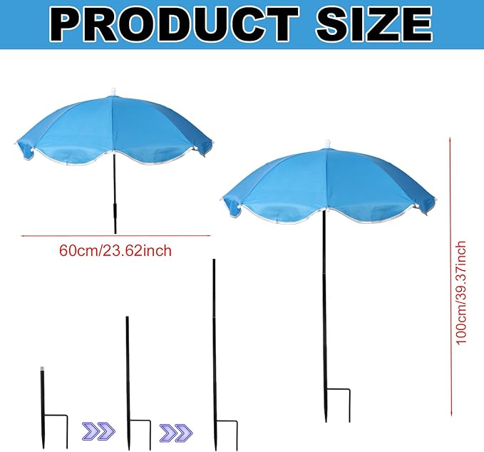 2pcs Adjustable Plant Umbrellas, Waterproof Garden Parasols with Metal Poles & H-Shaped Stakes Outdoor Sun Shade Cover for Potted Plants Flowers Vegetables