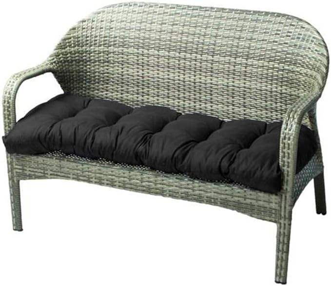 Indoor/Outdoor Bench Cushion Cotton Garden Furniture Loveseat Cushion, 51.2"x19.7" Patio Wicker Seat Cushions for Lounger Garden Furniture Patio Lounger Bench (Black)