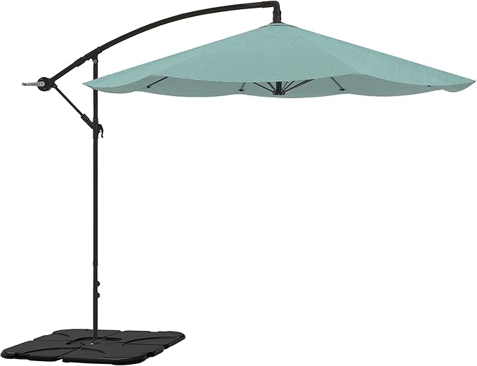 10 Ft Offset Cantilever Patio Umbrella - Fade-Resistant Shade Umbrella Outdoor Patio Canopy with Cross Base for Garden, Lawn, Deck, Yard or Pool by Pure Garden (Dusty Green)