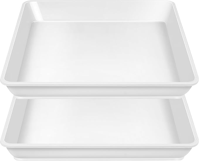 2 Pack Square Plant Saucer 20 22 Inch, Deep Plant Trays for Pots, Planters for Indoors and Outdoors Plants, Duty Plastic Plant Water Tray, Extra Large Plant Saucer (20 inch, White)