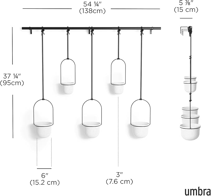 Umbra Triflora Hanging Planter, Set of 5, White (Pack of 3)