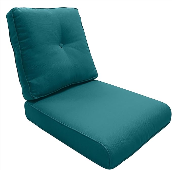 Outdoor Chair Cushions - 22 * 24" Patio Furniture Cushions with Removable Cover, 28D High Density Sponge Filling Outdoor Patio Cushions for Chairs, Rocker, Sofa and Loveseat - Turquoise