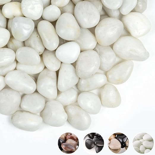 5lbs White Pebbles for Indoor Plants, 1-2Inch Natural River Rocks for Aquarium, High Polished Decorative Stones for Vase Filler Fish Tank Landscaping Garden